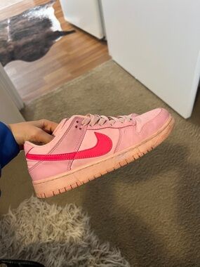 Nike Pink Low-Top Sneakers with Bright Pink Swoosh